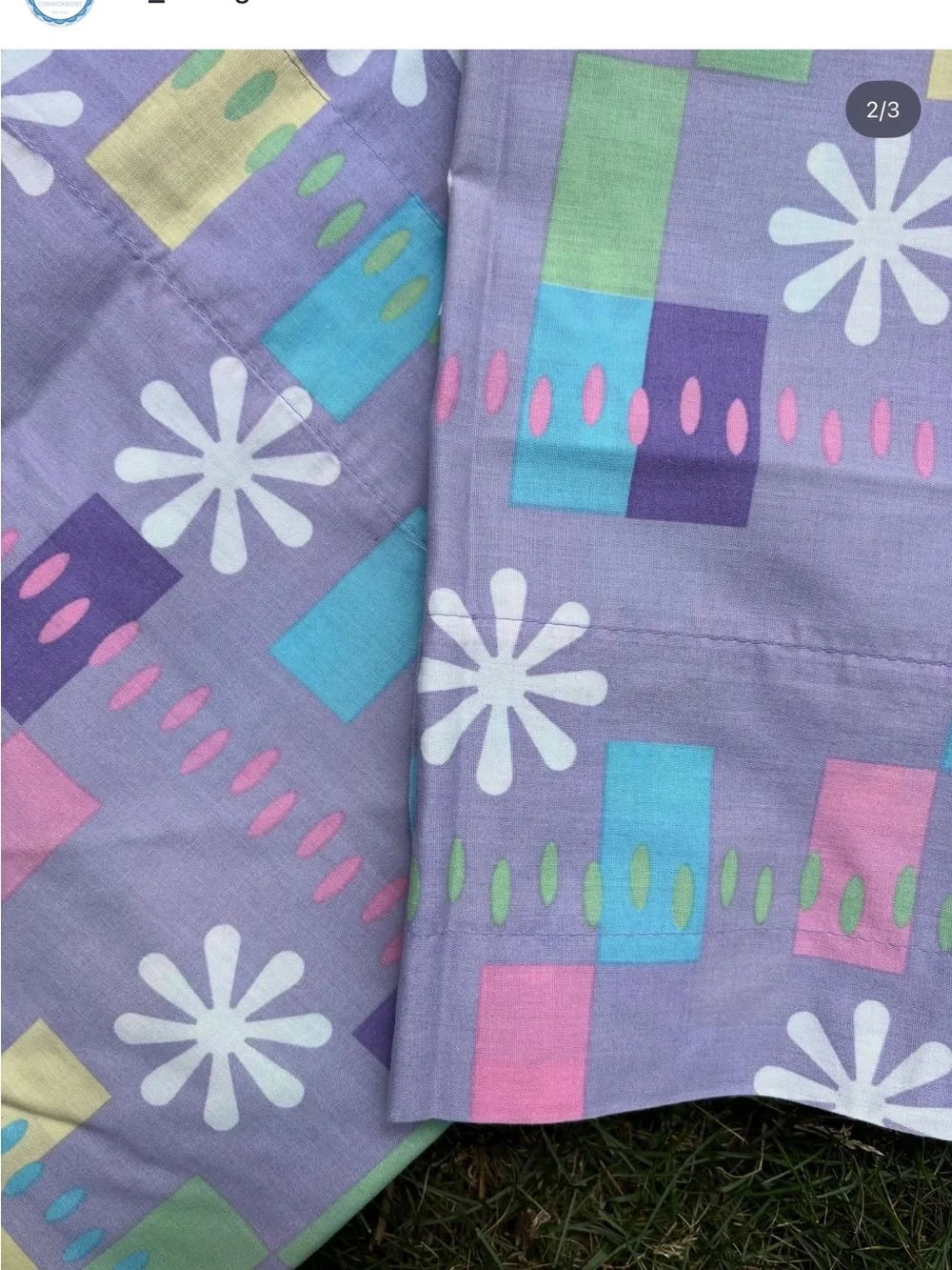 Lavender Floral & Geometric Cotton Y2K Curtains 70x15”  Set